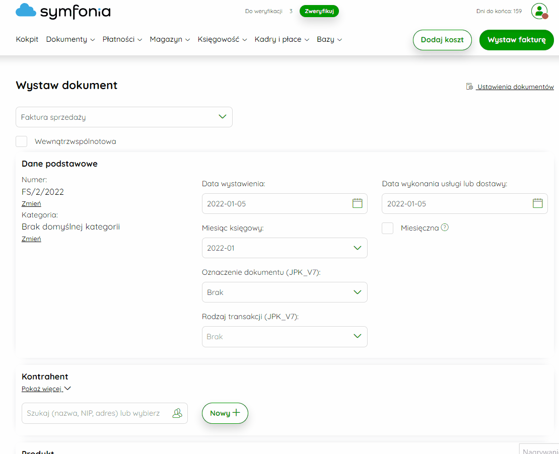 Formularz dokumentu Pozostały przychód