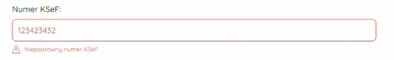 Komunikat o niepoprawnym numerze KSeF