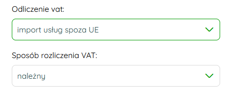 Ustawienia kategorii księgowej z rozliczeniem należnym