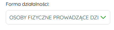 Pole Forma działalności w ustawieniach księgowych