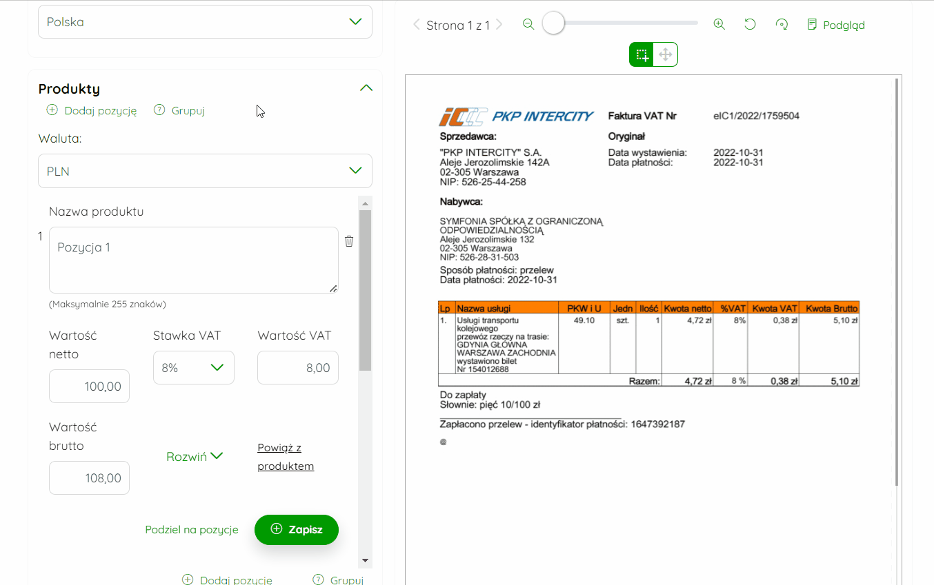 Przypisywanie kategorii podczas weryfikacji dokumentu
