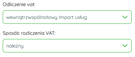 Ustawienia kategorii księgowej z rozliczeniem należnym