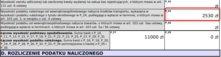 Pole P_35 w deklaracji JPK_V7