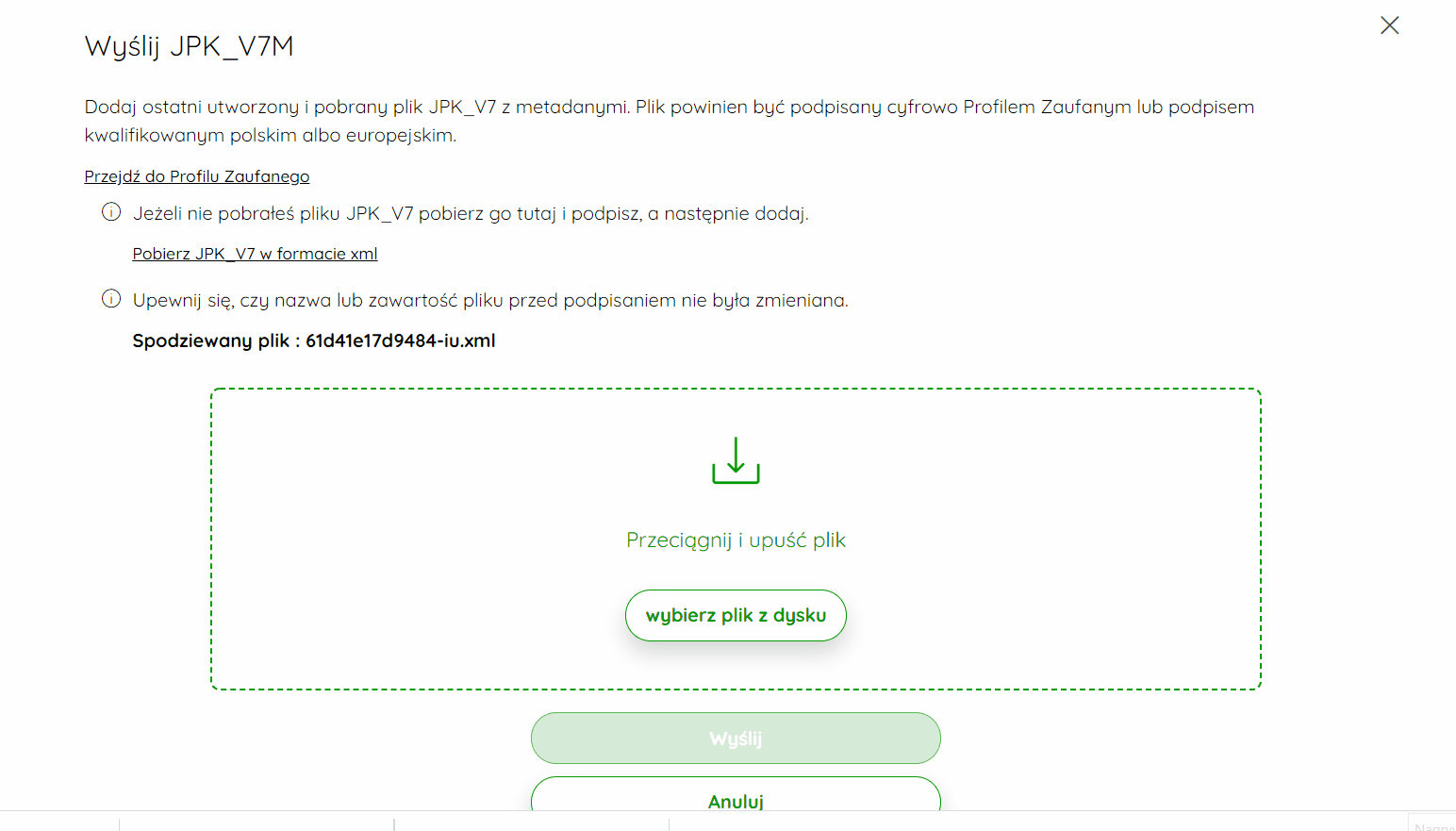 Wysyłanie podpisanej deklaracji JPK_V7