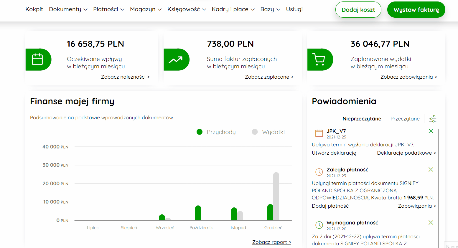 Szczegółowe podsumowanie deklaracji JPK_V7