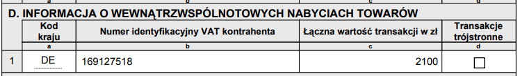 Sekcja D w deklaracji VAT-UE