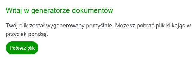 Wiadomość e-mail z linkiem do pobrania pliku