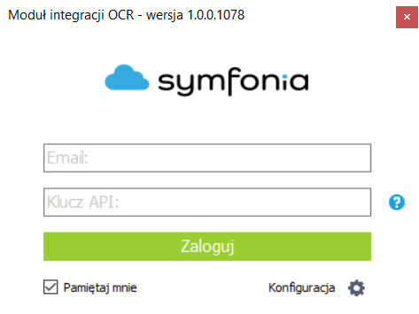 Numer wersji na ekranie logowania do Modułu Integracji OCR