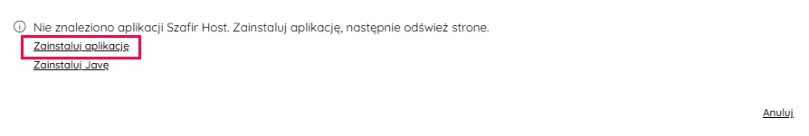 Pobieranie pliku instalacyjnego Szafir Host