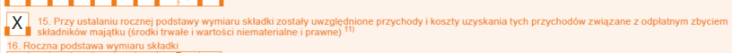 Zaznaczone pole 15 w sekcji III deklaracji ZUS RCA