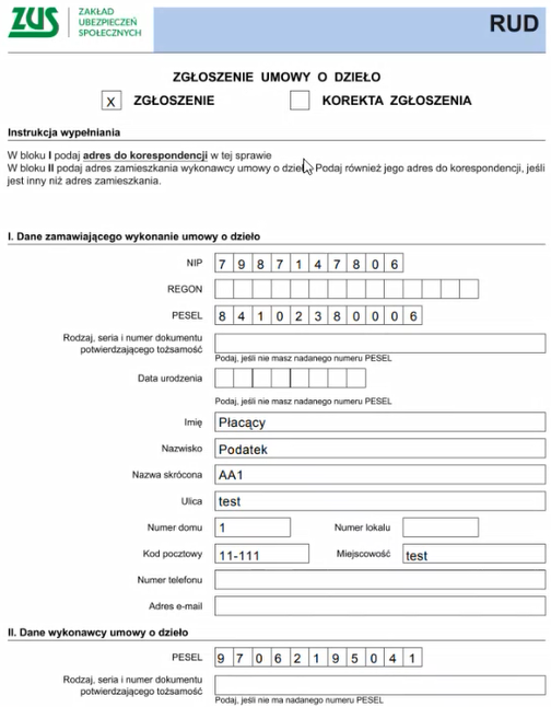 Opcje pobierania deklaracji ZUS RUD