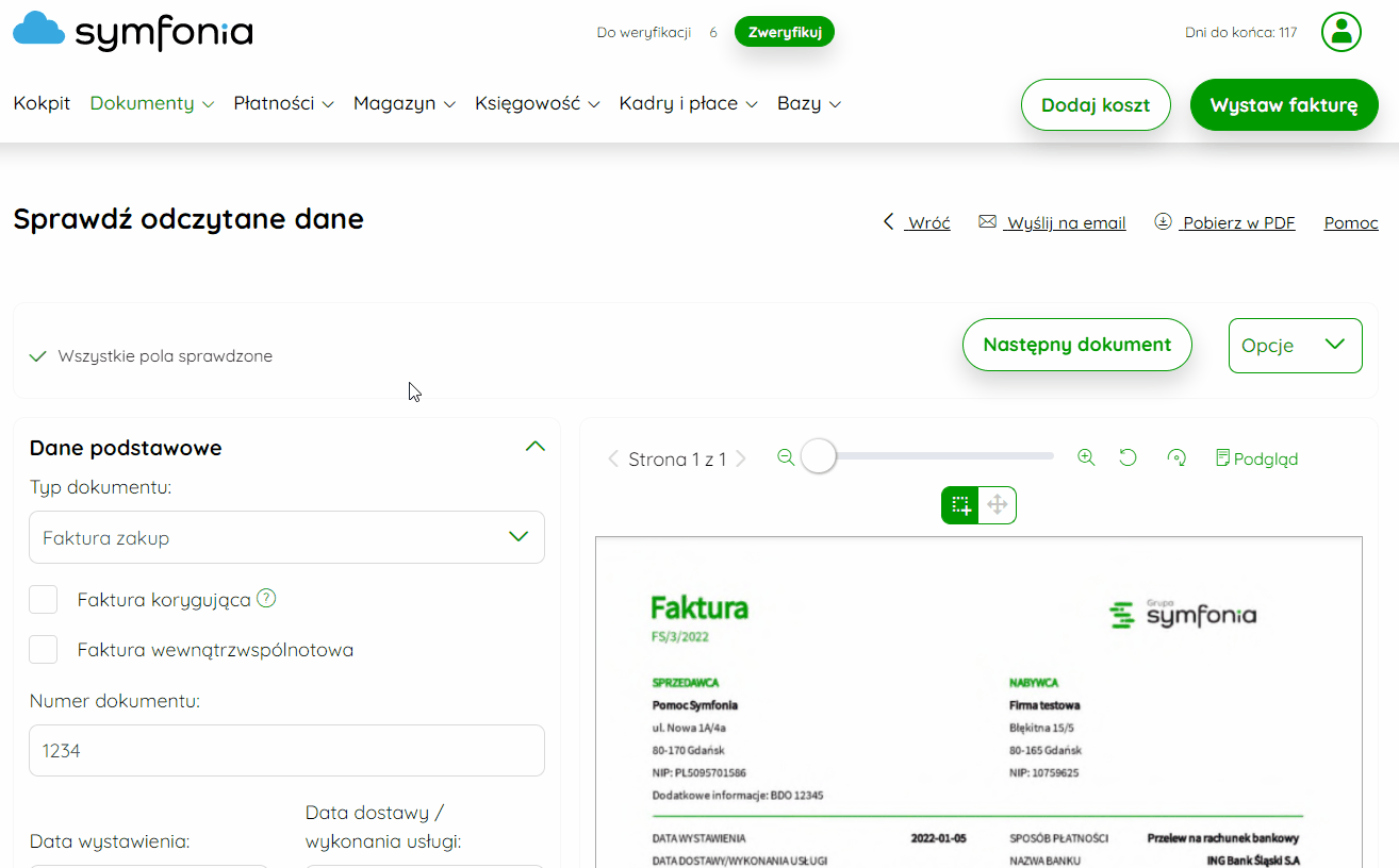 Zaznaczanie obszaru na dokumencie i przypisywanie go do pola