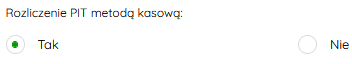 Opcja Rozliczenie PIT metodą kasową w ustawieniach księgowych
