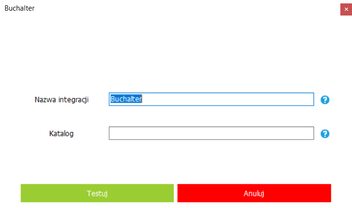 Ekran konfiguracji integracji z systemem Buchalter