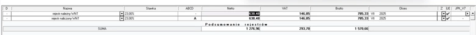 Rejestry należny i naliczony w kolumnie Nazwa