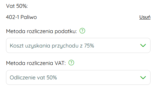 Ustawienia planu kont, przykład pierwszy