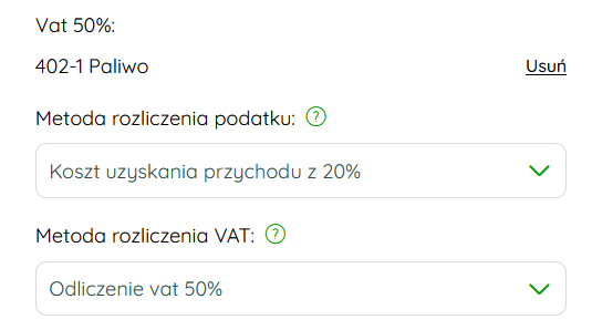 Ustawienia planu kont, przykład drugi