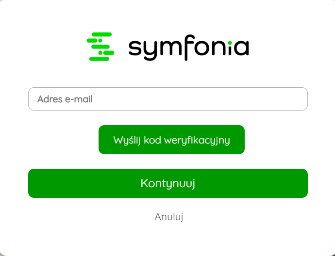 Pole adresu e-mail i przycisk wysyłania kodu