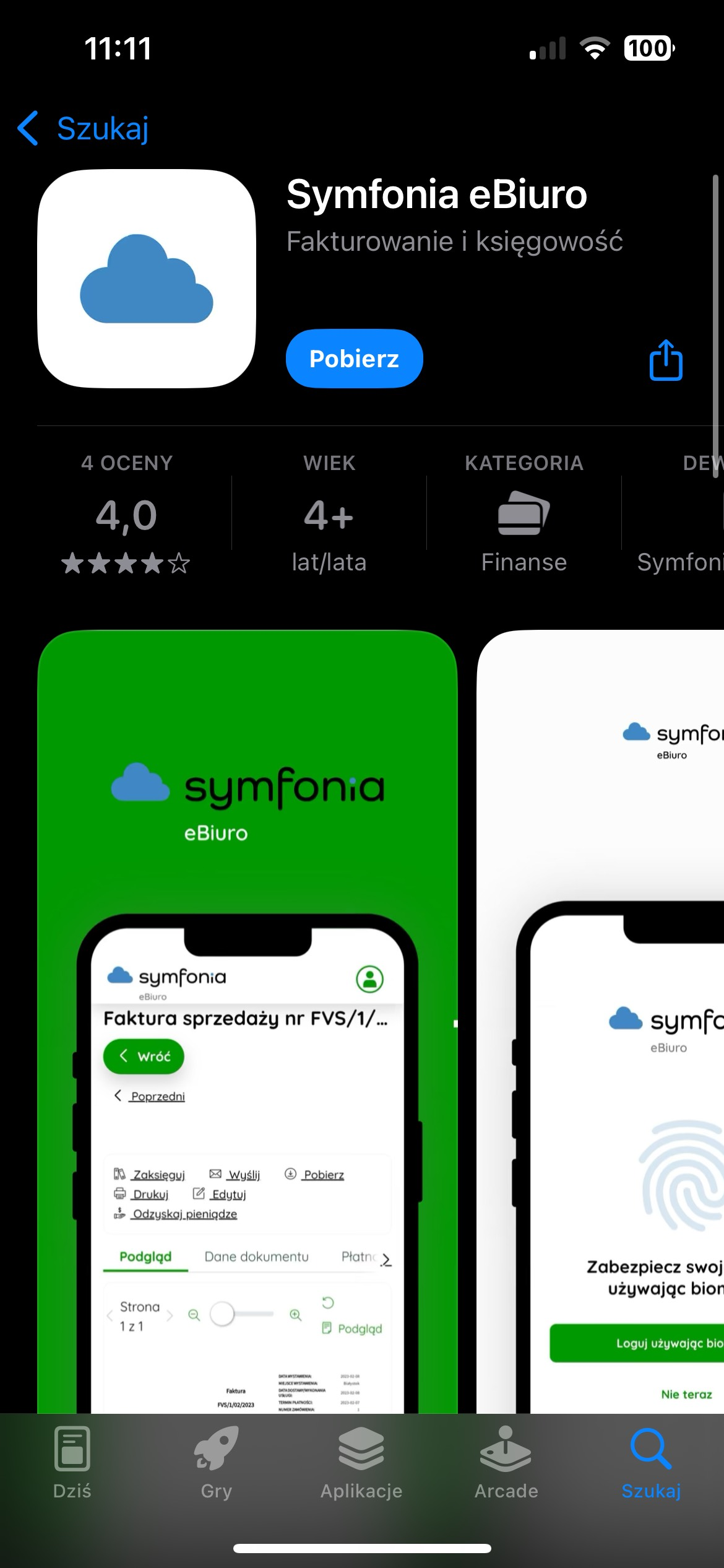 Ekran aplikacji mobilnej z kodem autoryzacyjnym