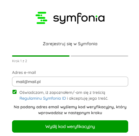 Formularz z adresem e-mail i akceptacją regulaminu