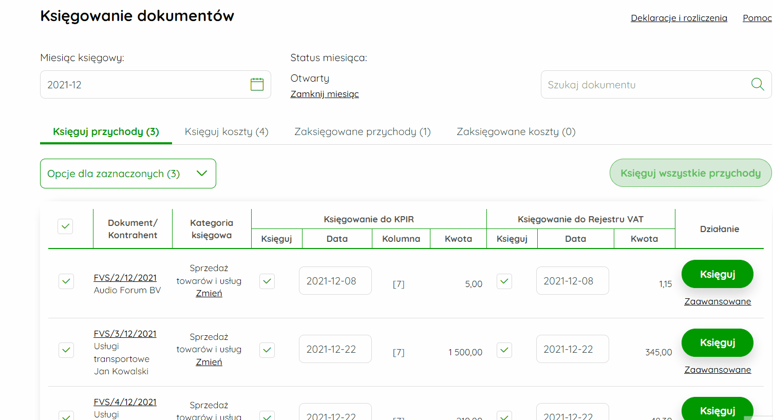 Księgowanie pojedynczego dokumentu w module Księgowość