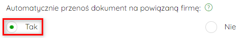 Opcja automatycznego przenoszenia dokumentów na powiązaną firmę