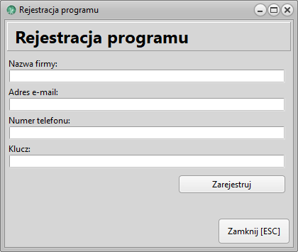 Rejestracja bsxPrinter kluczem licencyjnym