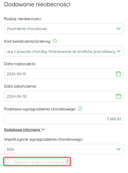 Formularz nieobecności z kodem 331