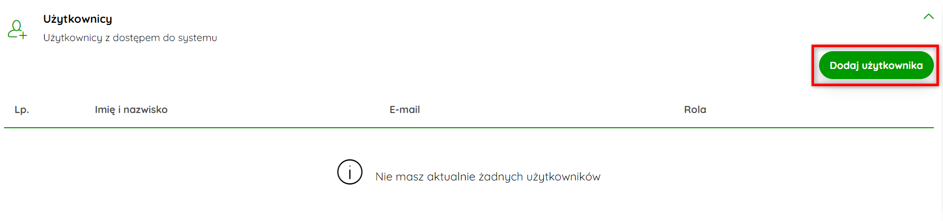 Zakładka Użytkownicy w ustawieniach