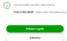 Komunikat o duplikacie dokumentu