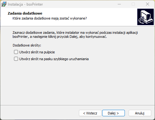 Wybór zadań instalatora