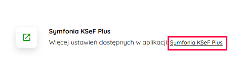 Link do Symfonia KSeF Plus na karcie usługi